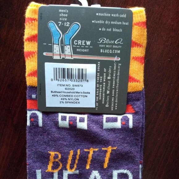 fun gag joke butthead of the household men's crew socks NWT 🎈HOST PICK 🎈 - Picture 3 of 3